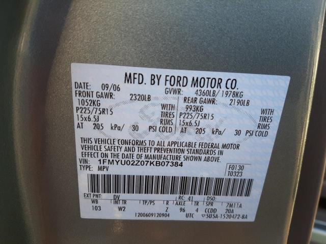 Photo 10 from auction – 2007 FORD ESCAPE XLS with VIN 1FMYU02Z07KB07384