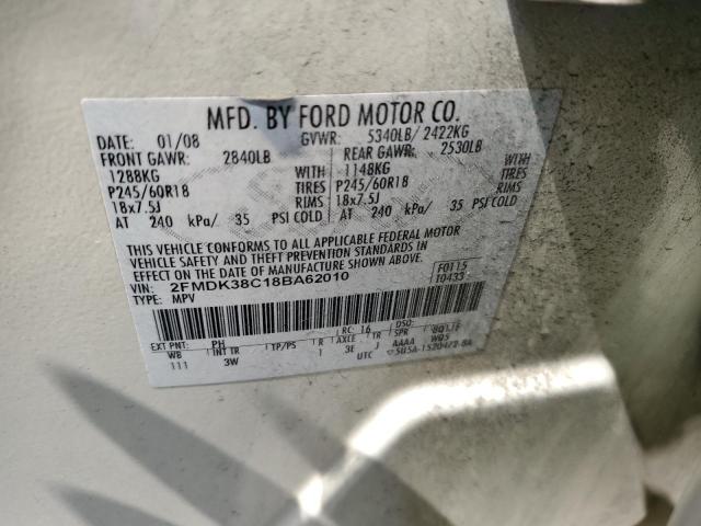 Photo 10 from auction – 2008 FORD EDGE SEL with VIN 2FMDK38C18BA62010