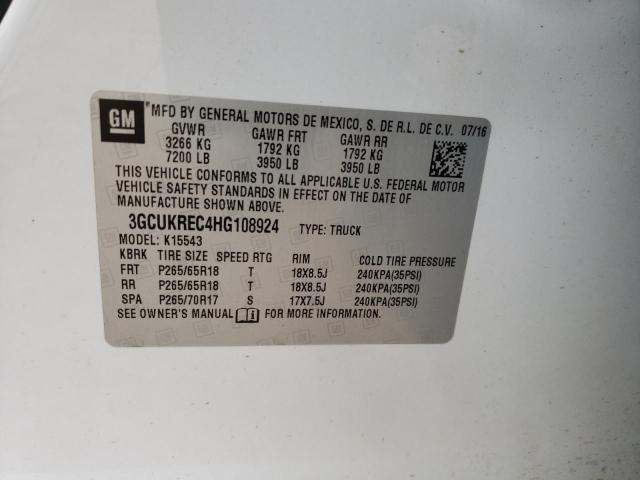 Photo 10 from auction – 2017 CHEVROLET SILVERADO with VIN 3GCUKREC4HG108924