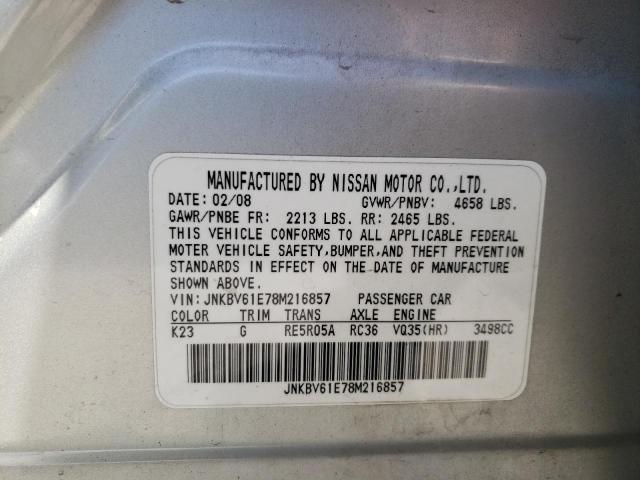 Photo 10 from auction – 2008 INFINITI G35 with VIN JNKBV61E78M216857