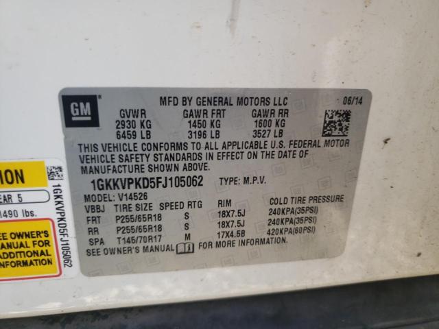 Photo 10 from auction – 2015 GMC ACADIA SLE with VIN 1GKKVPKD5FJ105062