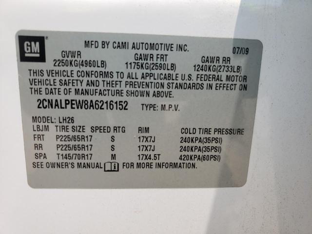 Photo 10 from auction – 2010 CHEVROLET EQUINOX LT with VIN 2CNALPEW8A6216152