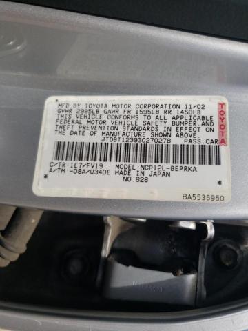 Photo 10 from auction – 2003 TOYOTA ECHO with VIN JTDBT123930270278