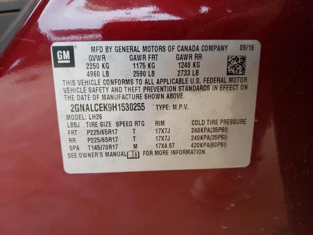 Photo 10 from auction – 2017 CHEVROLET EQUINOX LT with VIN 2GNALCEK9H1530255