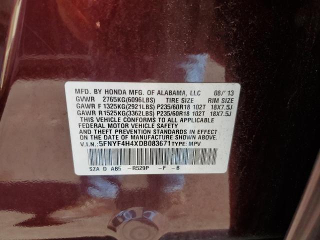 Photo 10 from auction – 2013 HONDA PILOT EX with VIN 5FNYF4H4XDB083671