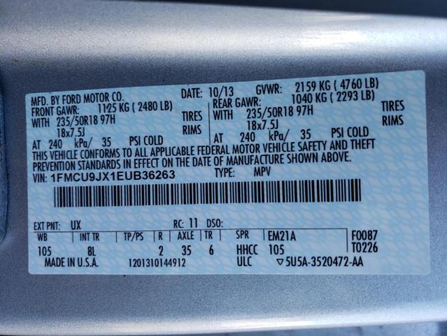 Photo 10 from auction – 2014 FORD ESCAPE TIT with VIN 1FMCU9JX1EUB36263