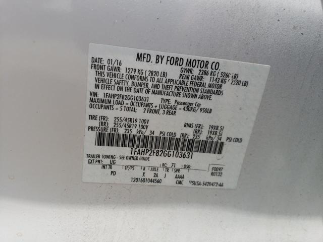 Photo 10 from auction – 2016 FORD TAURUS LIM with VIN 1FAHP2F82GG103631
