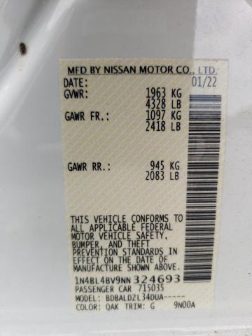 Photo 10 from auction – 2022 NISSAN ALTIMA S with VIN 1N4BL4BV9NN324693