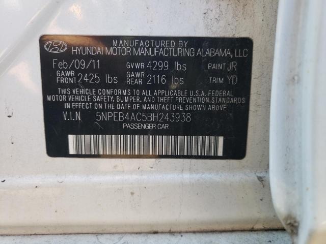 Photo 10 from auction – 2011 HYUNDAI SONATA GLS with VIN 5NPEB4AC5BH243938
