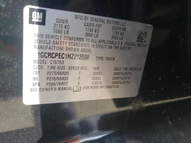 Photo 10 from auction – 2017 CHEVROLET C1500 with VIN 1GCRCPEC1HZ212598