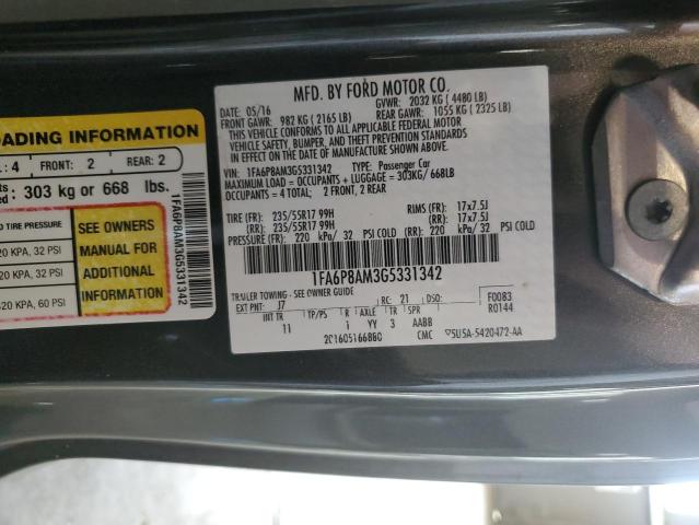 Photo 10 from auction – 2016 FORD MUSTANG with VIN 1FA6P8AM3G5331342