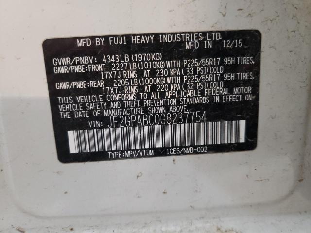 Photo 10 from auction – 2016 SUBARU CROSSTREK with VIN JF2GPABC0G8237754
