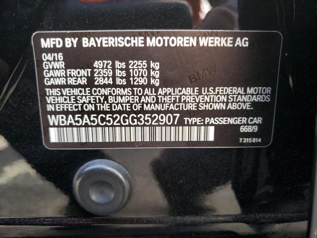 Photo 10 from auction – 2016 BMW 528 I with VIN WBA5A5C52GG352907