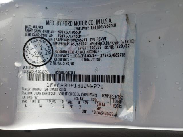Photo 10 from auction – 2003 FORD FOCUS SE with VIN 1FAFP34P13W246271
