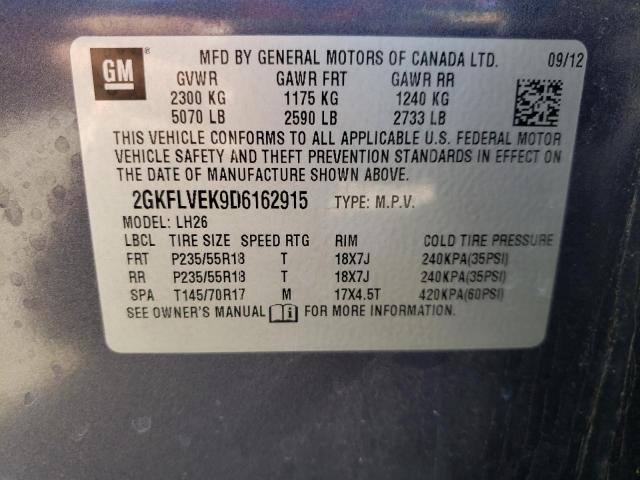 Photo 10 from auction – 2013 GMC TERRAIN SL with VIN 2GKFLVEK9D6162915