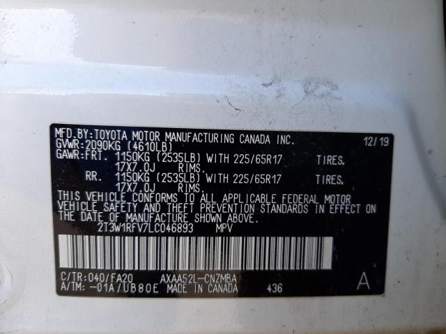 Photo 10 from auction – 2020 TOYOTA RAV4 XLE with VIN 2T3W1RFV7LC046893