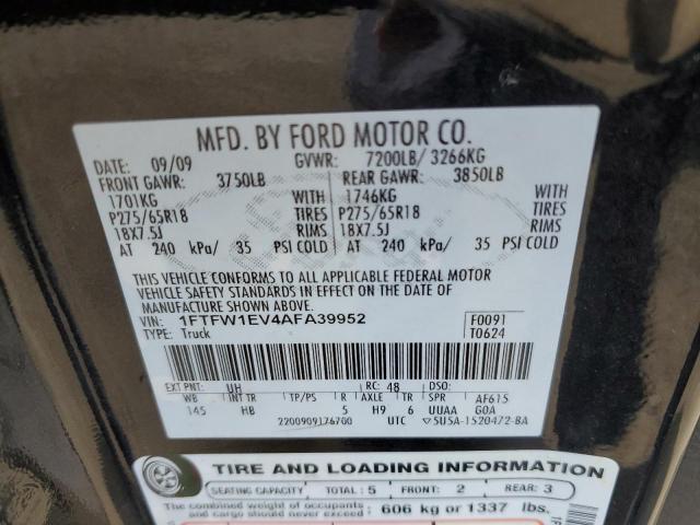 Photo 10 from auction – 2010 FORD F150 SUPER with VIN 1FTFW1EV4AFA39952