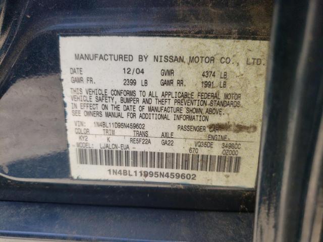 Photo 10 from auction – 2005 NISSAN ALTIMA SE with VIN 1N4BL11D95N459602