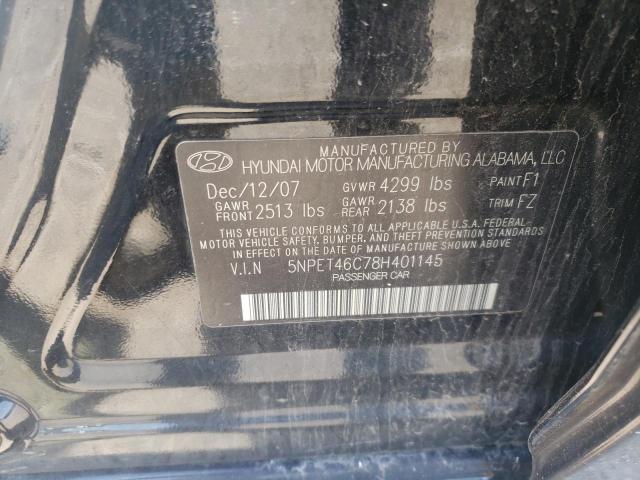 Photo 10 from auction – 2008 HYUNDAI SONATA GLS with VIN 5NPET46C78H401145
