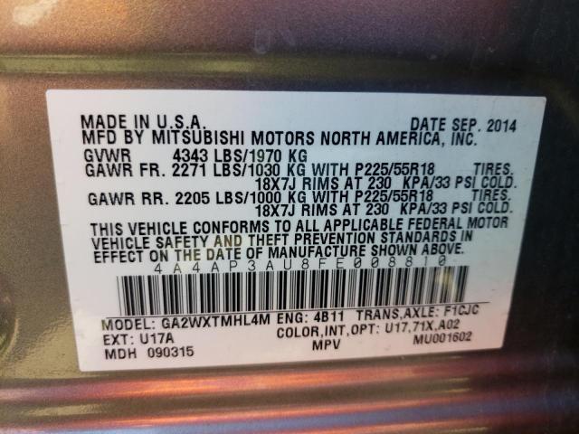 Zdjęcie 10 z aukcji – 2015 MITSUBISHI OUTLANDER z VIN 4A4AP3AU8FE008810