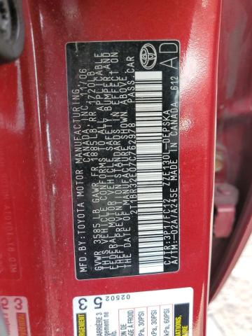 Photo 10 from auction – 2007 TOYOTA COROLLA CE with VIN 2T1BR32E07C762978