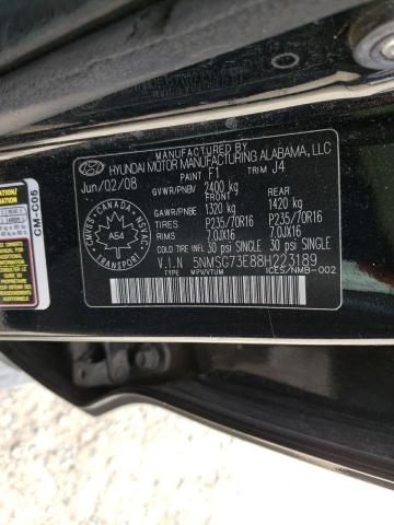 Photo 10 from auction – 2008 HYUNDAI SANTA FE G with VIN 5NMSG73E88H223189