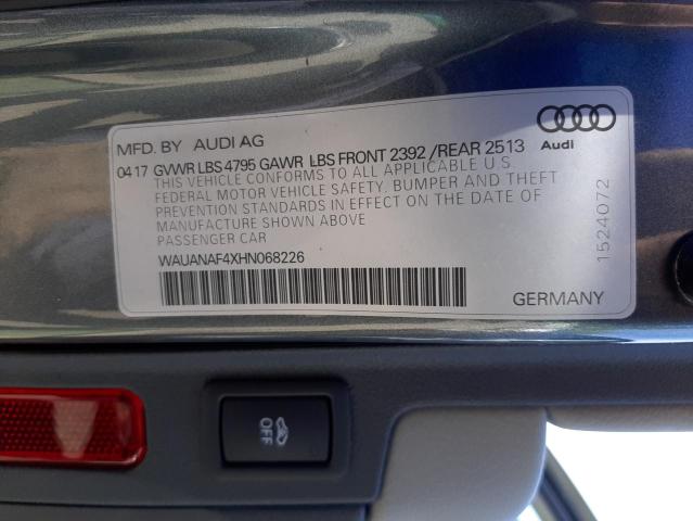 Photo 10 from auction – 2017 AUDI A4 PREMIUM with VIN WAUANAF4XHN068226