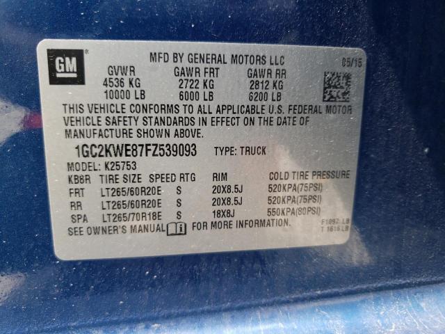 Photo 10 from auction – 2015 CHEVROLET SILVERADO with VIN 1GC2KWE87FZ539093