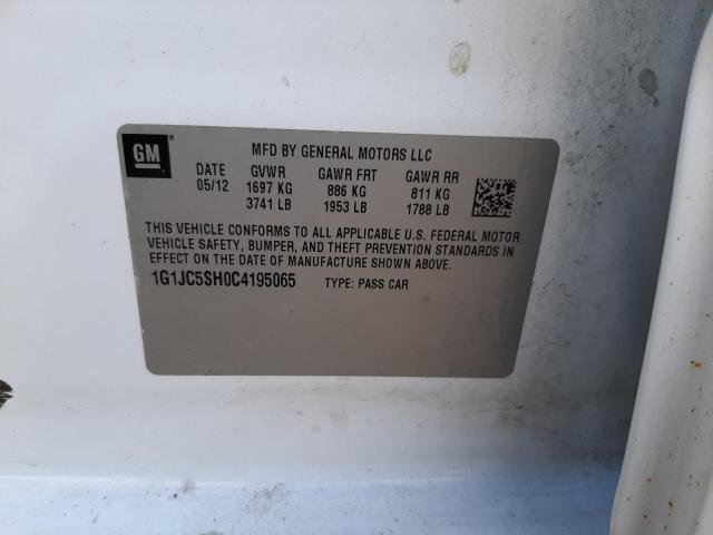 Photo 10 from auction – 2012 CHEVROLET SONIC LT with VIN 1G1JC5SH0C4195065