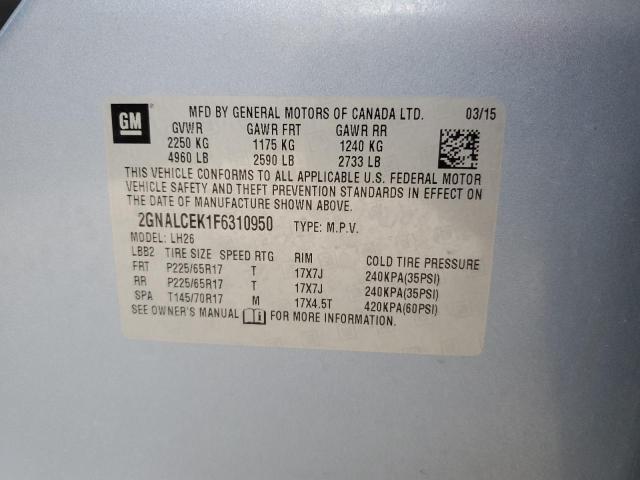 Photo 10 from auction – 2015 CHEVROLET EQUINOX LT with VIN 2GNALCEK1F6310950