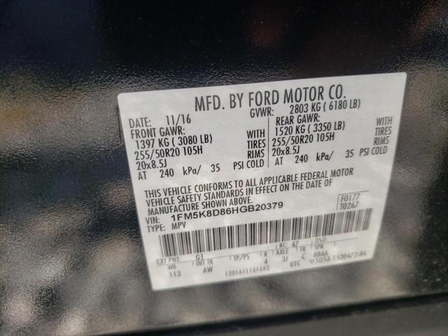 Photo 10 from auction – 2017 FORD EXPLORER X with VIN 1FM5K8D86HGB20379