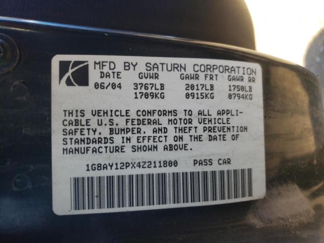 Photo 10 from auction – 2004 SATURN ION REDLIN with VIN 1G8AY12PX4Z211800