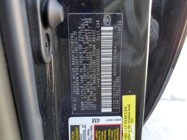 Photo 10 from auction – 2010 TOYOTA CAMRY BASE with VIN 4T4BF3EK6AR080998