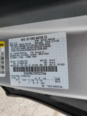 Photo 10 from auction – 2015 FORD FUSION S with VIN 3FA6P0G73FR222166