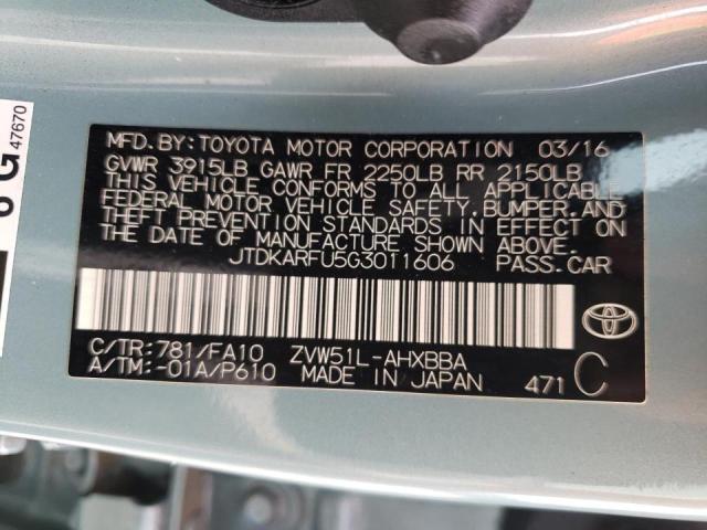 Photo 10 from auction – 2016 TOYOTA PRIUS with VIN JTDKARFU5G3011606