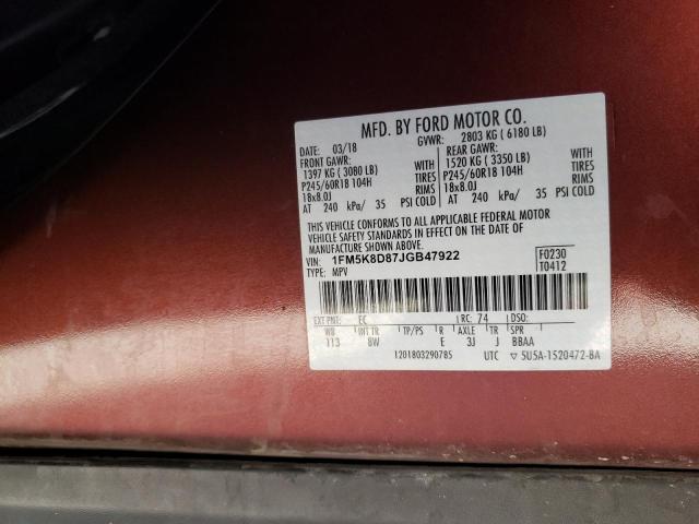 Photo 10 from auction – 2018 FORD EXPLORER X with VIN 1FM5K8D87JGB47922