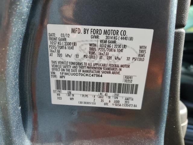 Photo 10 from auction – 2012 FORD ESCAPE XLT with VIN 1FMCU0D70CKC47564