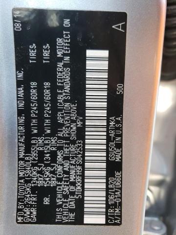 Photo 10 from auction – 2015 TOYOTA HIGHLANDER with VIN 5TDKKRFH9FS042533