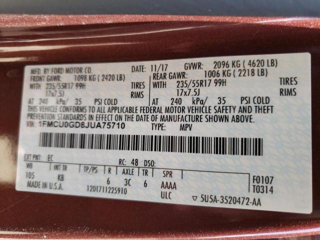 Photo 10 from auction – 2018 FORD ESCAPE SE with VIN 1FMCU0GD8JUA75710