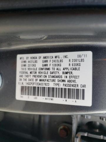 Photo 10 from auction – 2012 HONDA ACCORD EX with VIN 1HGCP2F72CA007623