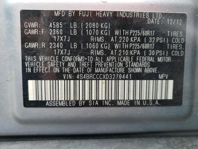 Photo 10 from auction – 2013 SUBARU OUTBACK 2. with VIN 4S4BRCCCXD3270441