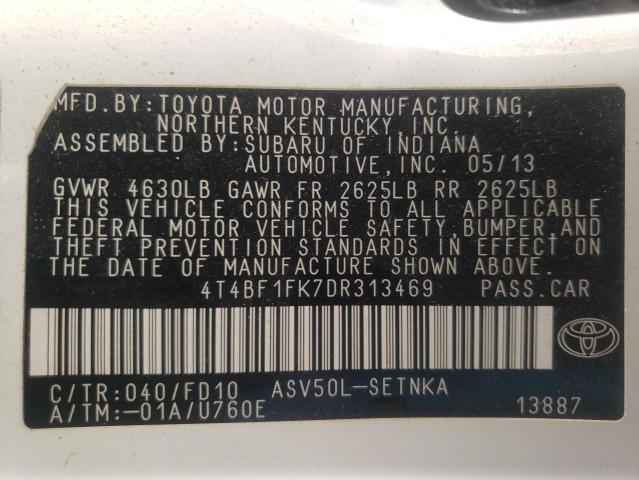 Photo 10 from auction – 2013 TOYOTA CAMRY L with VIN 4T4BF1FK7DR313469