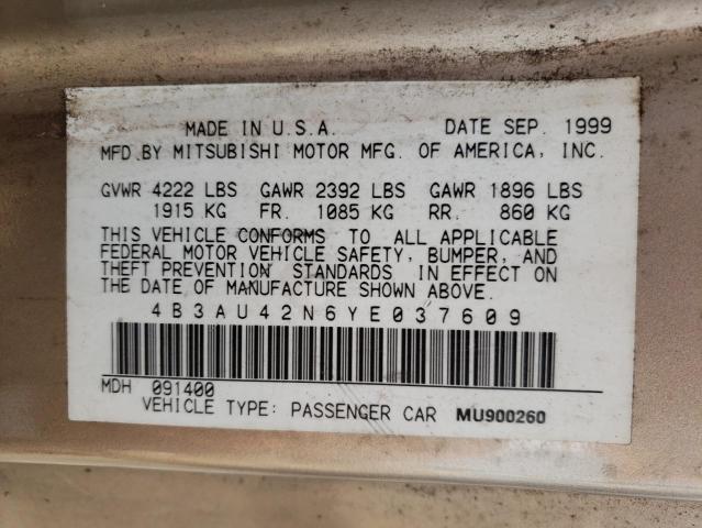 Photo 10 from auction – 2000 DODGE AVENGER SP with VIN 4B3AU42N6YE037609