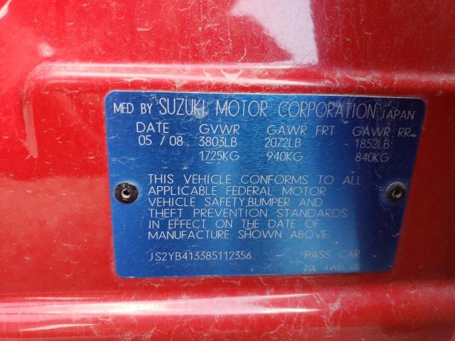 Photo 10 from auction – 2008 SUZUKI SX4 BASE with VIN JS2YB413385112356