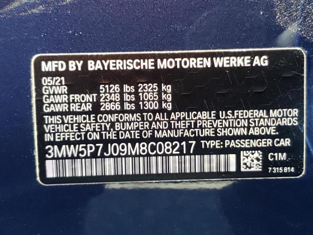 Photo 10 from auction – 2021 BMW 330E with VIN 3MW5P7J09M8C08217