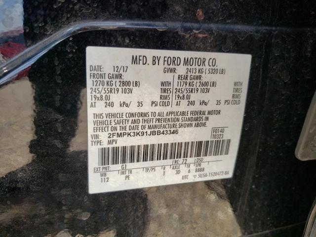 Photo 10 from auction – 2018 FORD EDGE TITAN with VIN 2FMPK3K91JBB43346