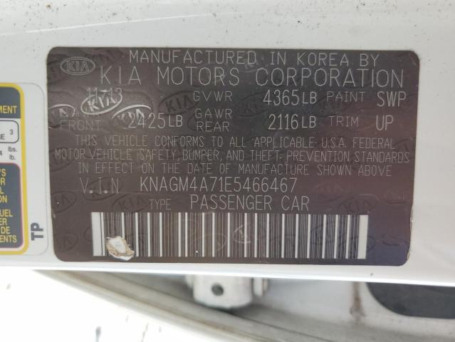 Photo 10 from auction – 2014 KIA OPTIMA LX with VIN KNAGM4A71E5466467