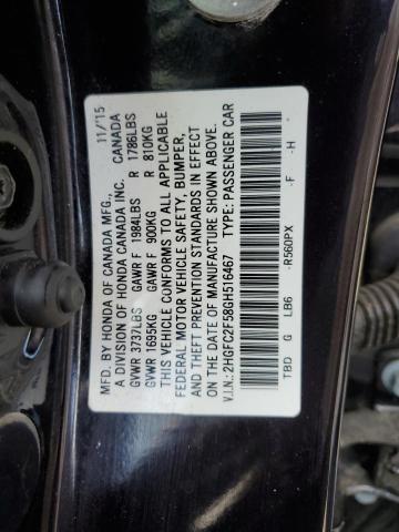 Photo 10 from auction – 2016 HONDA CIVIC LX with VIN 2HGFC2F58GH516467