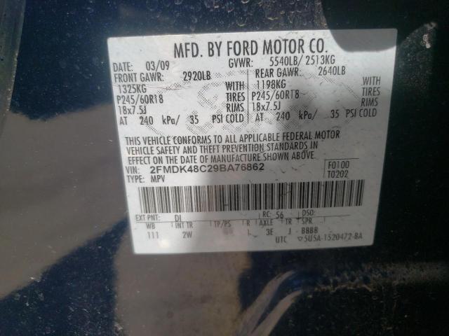 Photo 10 from auction – 2009 FORD EDGE SEL with VIN 2FMDK48C29BA76862