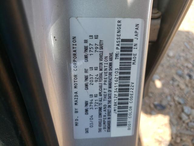 Photo 10 from auction – 2004 MAZDA 3 I with VIN JM1BK12F341162103